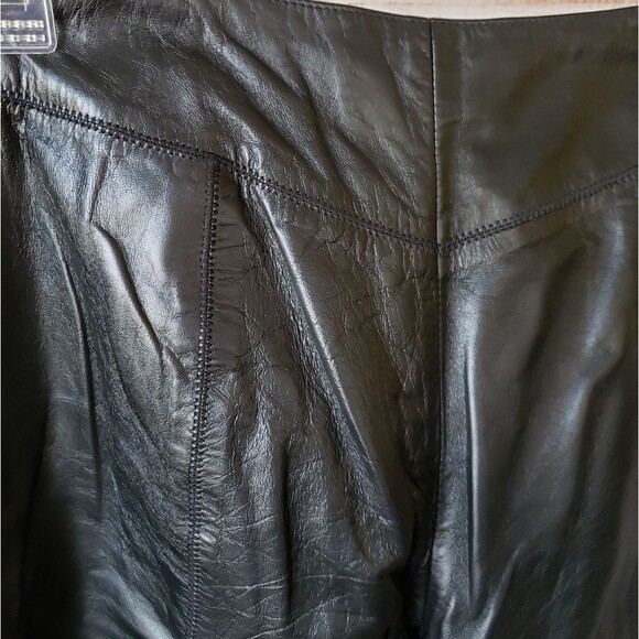 Nine West Leather Pants Lined Straight Leg Zip Fly Motorcycle Harley Women's 2 - Picture 3 of 5